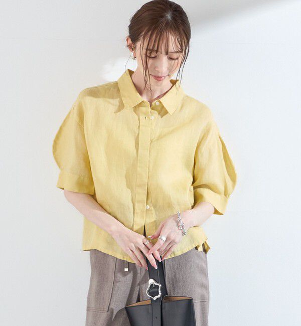 SHIPS Colors 「SHIPS Colors:〈洗濯機可能〉ユーロリネン (EURO Linen) ボクシー パフスリーブ シャツ◇」|シャツ・ブラウス|