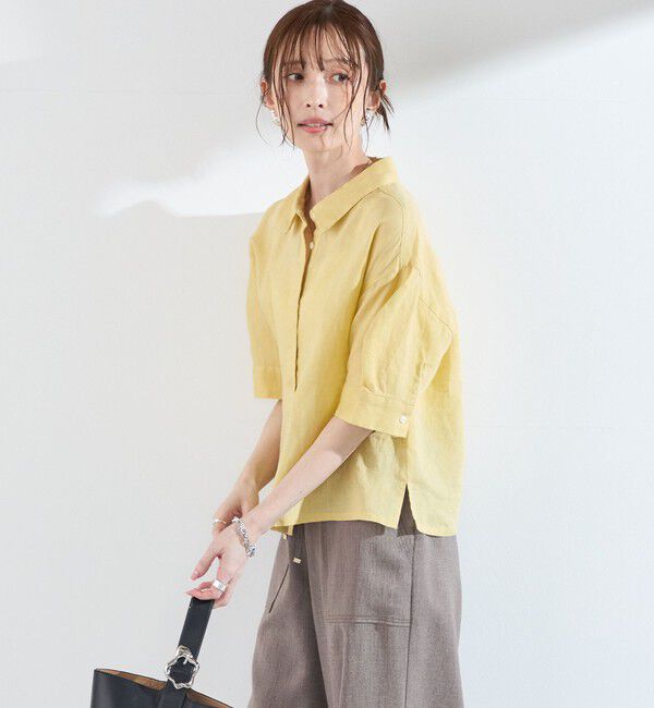 SHIPS Colors 「SHIPS Colors:〈洗濯機可能〉ユーロリネン (EURO Linen) ボクシー パフスリーブ シャツ◇」|シャツ・ブラウス|