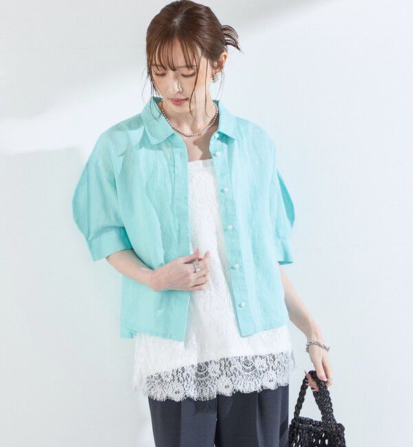 SHIPS Colors 「SHIPS Colors:〈洗濯機可能〉ユーロリネン (EURO Linen) ボクシー パフスリーブ シャツ◇」|シャツ・ブラウス|