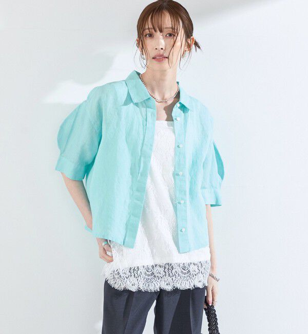 SHIPS Colors 「SHIPS Colors:〈洗濯機可能〉ユーロリネン (EURO Linen) ボクシー パフスリーブ シャツ◇」|シャツ・ブラウス|