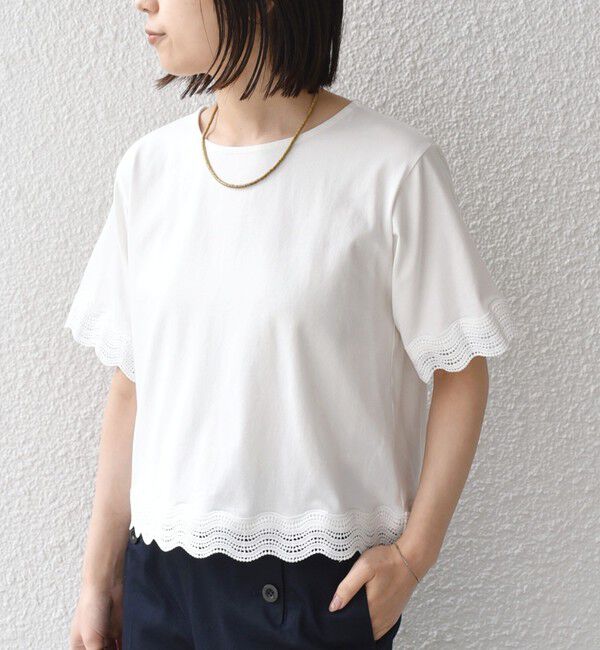 SHIPS Colors 「SHIPS Colors:〈洗濯機可能〉リンク レース コンビ TEE◇」|Tシャツ・カットソー|