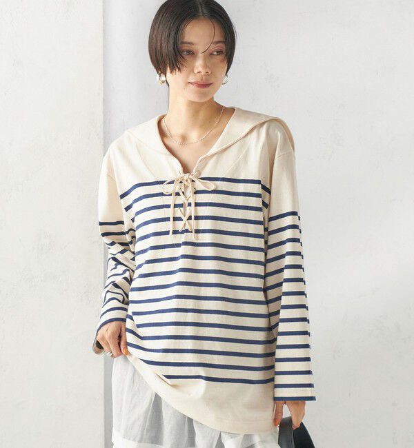 SHIPS for women「【SHIPS別注】Le minor: ボーダー セーラーカラー プルオーバー」|Tシャツ・カットソー|