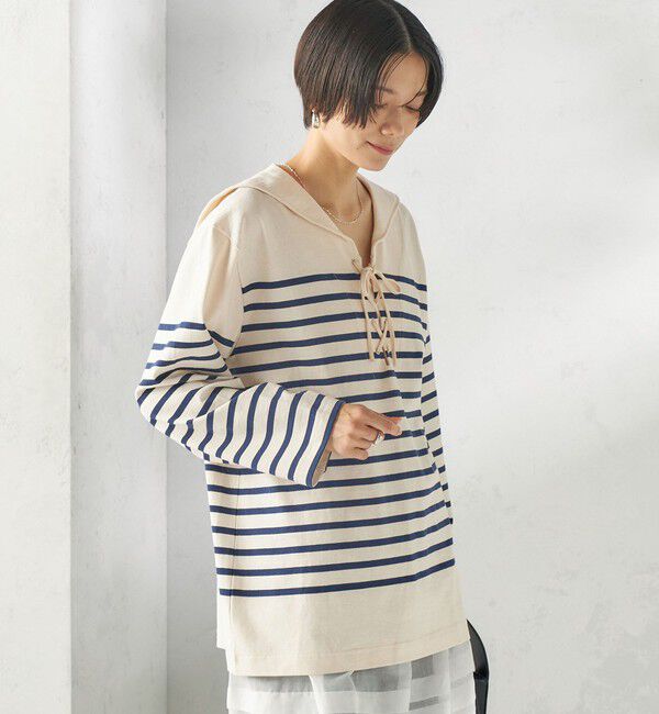 SHIPS for women「【SHIPS別注】Le minor: ボーダー セーラーカラー プルオーバー」|Tシャツ・カットソー|