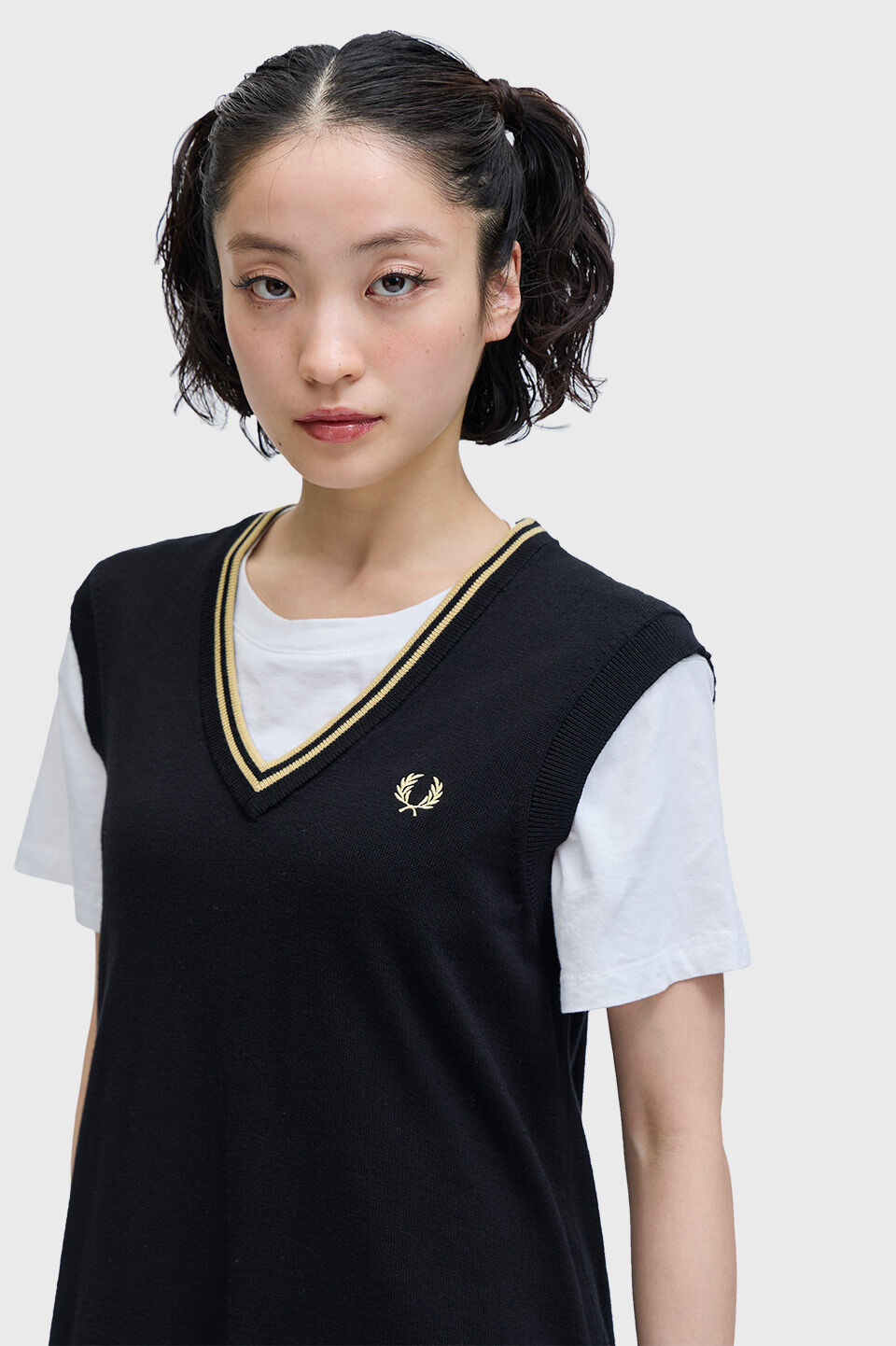 FRED PERRY 「Tipped Knitted Tank Dress／ティップラインニットタンクワンピース」|ワンピース|