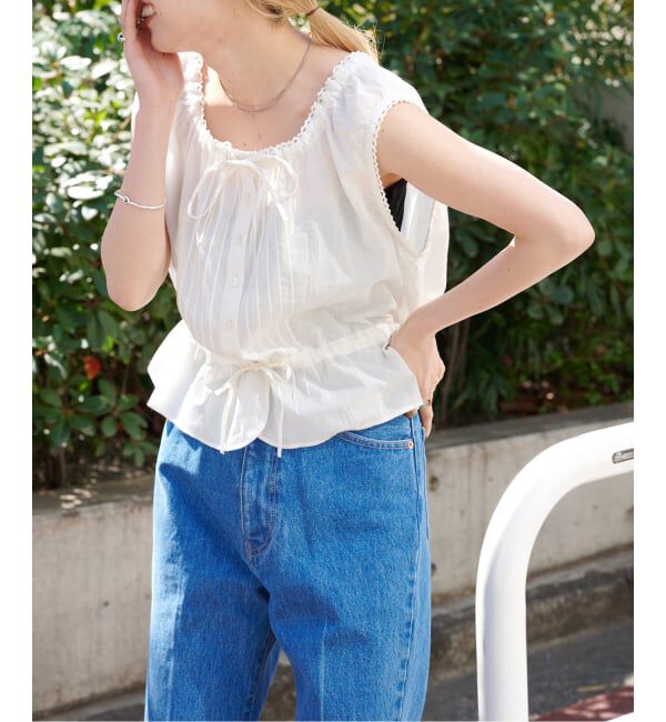 OUTDOOR PRODUCTS Usual Things「ピンタックレースノースリブラウス」|シャツ・ブラウス|