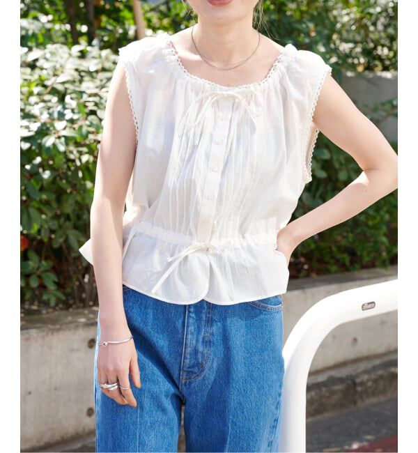 OUTDOOR PRODUCTS Usual Things「ピンタックレースノースリブラウス」|シャツ・ブラウス|