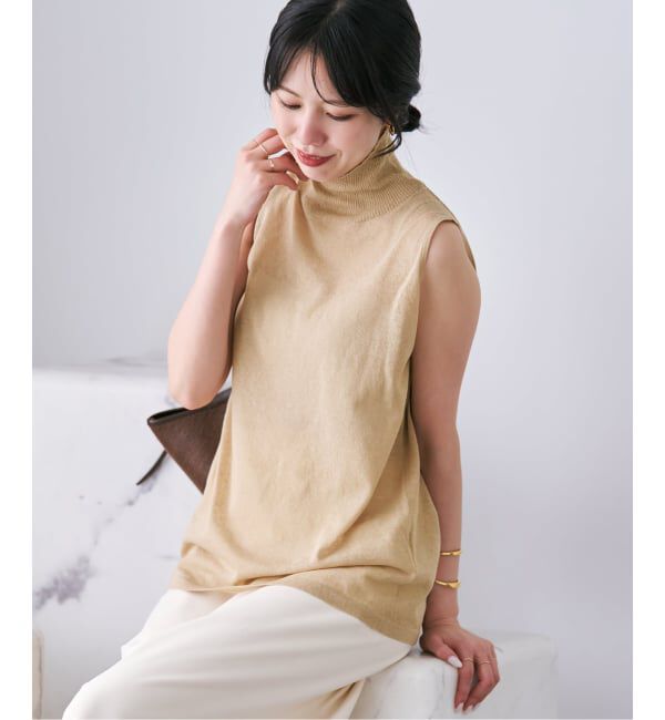 Plage「《予約》 Sheer N/S タートル」|ニット・セーター|ベージュ