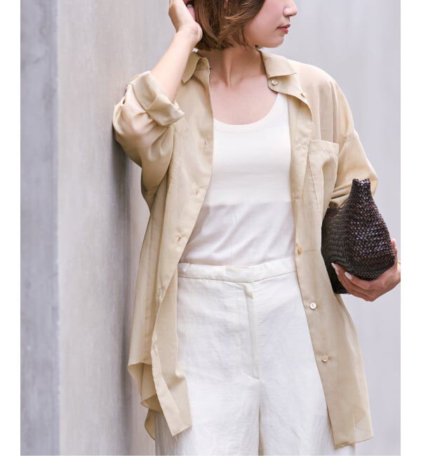 Plage「《予約》sheer cotton tunic シャツ」|シャツ・ブラウス|ベージュ