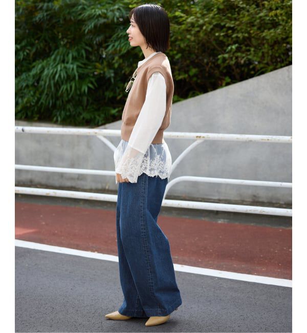 SLOBE IENA「《WEB限定/追加》チュールレースブラウス」|シャツ・ブラウス|