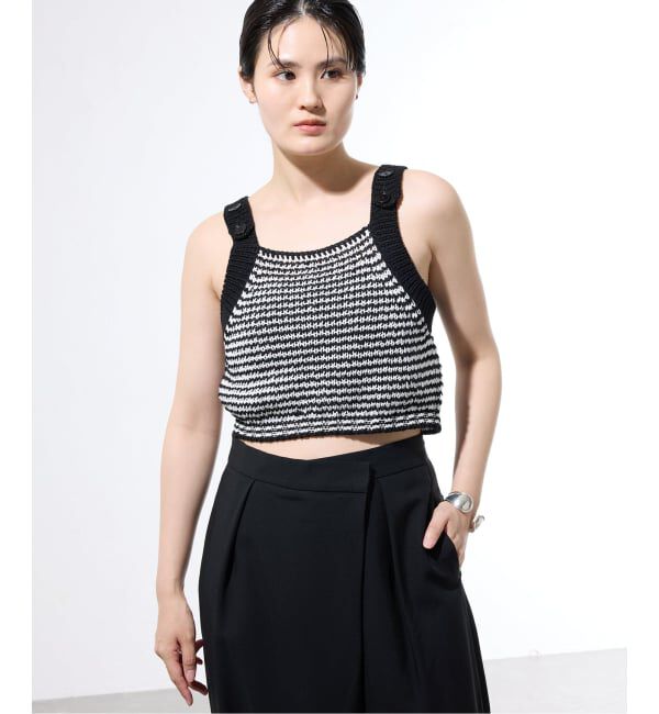 IENA「【一部店舗限定】JANE SMITH/ジェーンスミス BUTTON TANK TOP タンクトップ」|ニット・セーター|