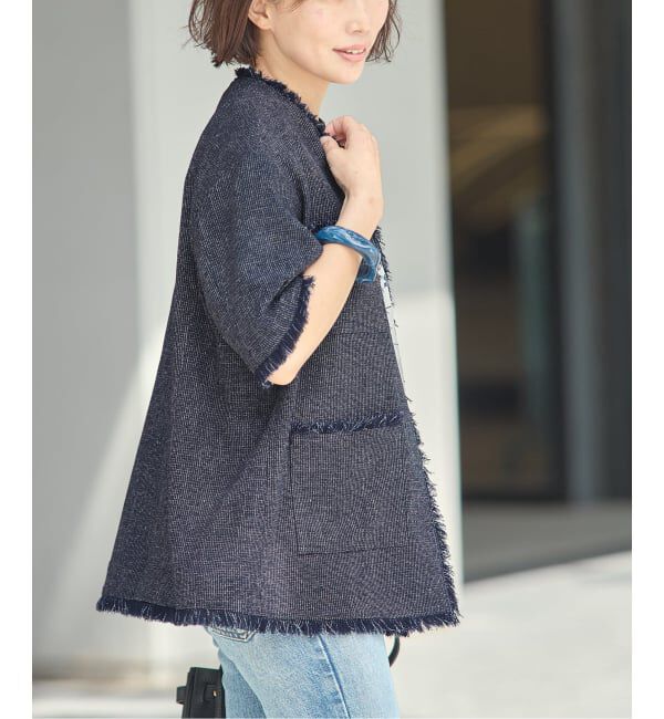 journal standard L'essage「TWEEDY MESH ショートスリーブジャケット」|ノーカラージャケット|