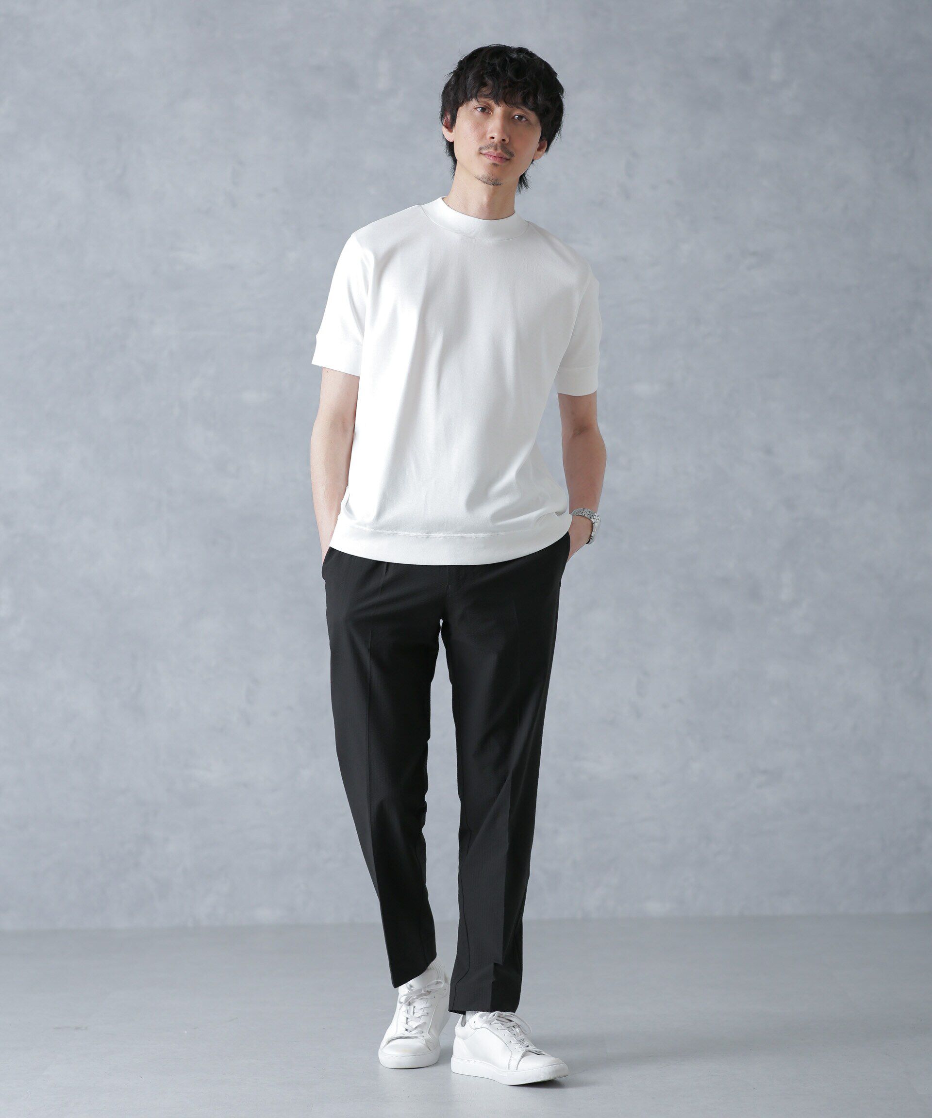 nano･universe「「FORMAL JERSEY」モックネックカットソー半袖」|Tシャツ・カットソー|