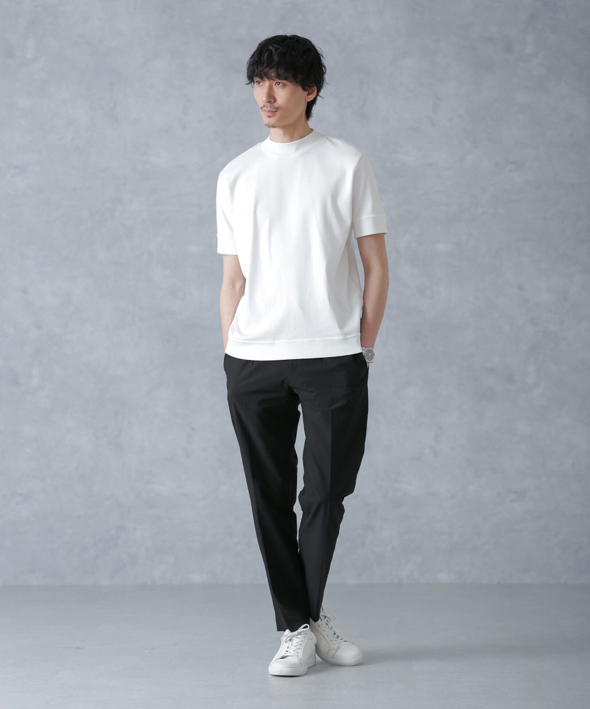 nano･universe「「FORMAL JERSEY」モックネックカットソー半袖」|Tシャツ・カットソー|