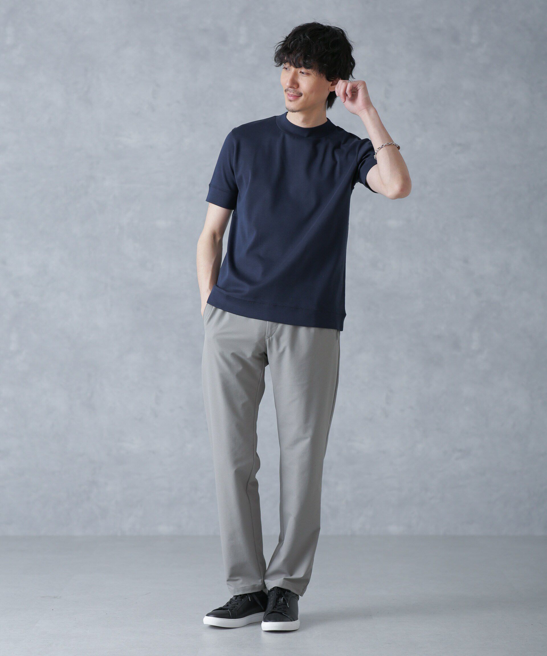 nano･universe「「FORMAL JERSEY」モックネックカットソー半袖」|Tシャツ・カットソー|