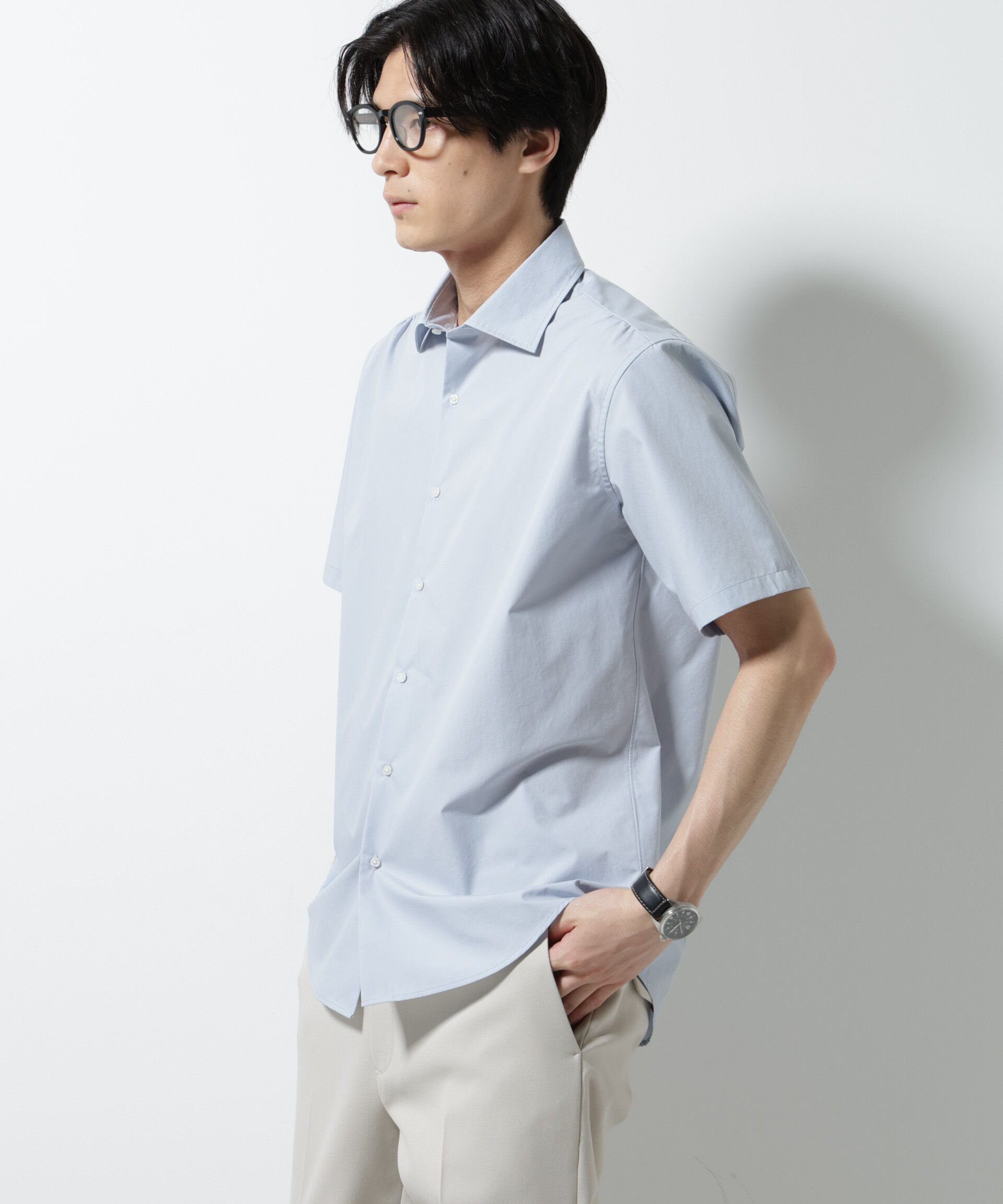 nano･universe「「N shirt」 速乾 セミワイドカラーシャツ半袖」|シャツ・ブラウス|