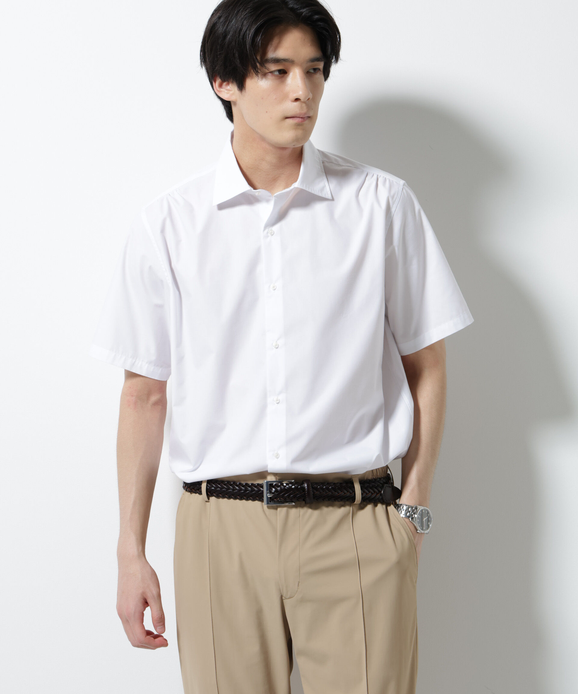 nano･universe「「N shirt」 速乾 セミワイドカラーシャツ半袖」|シャツ・ブラウス|