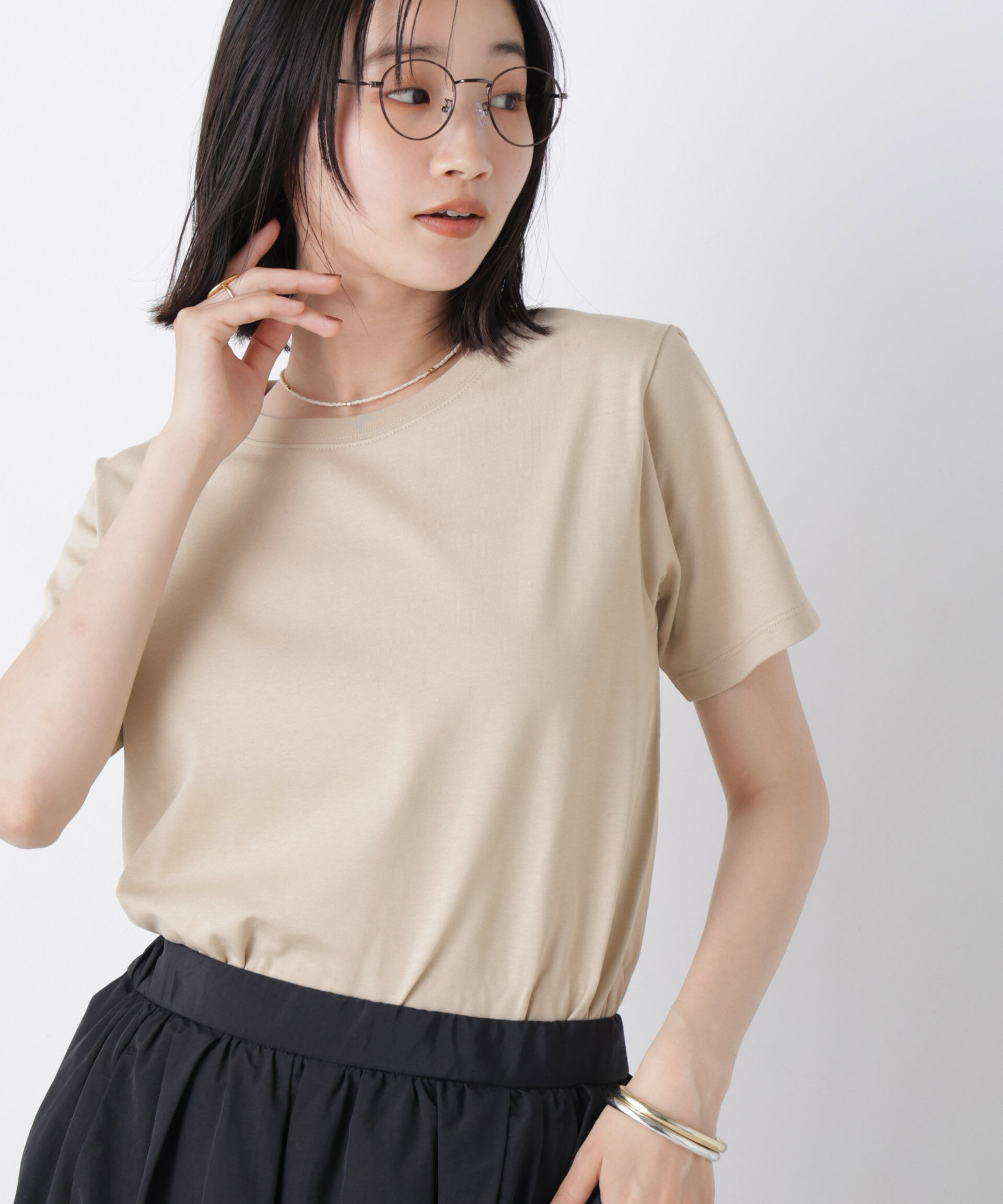 nano･universe「気化冷却機能 半袖クルーネックトップス」|Tシャツ・カットソー|