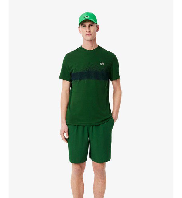 LACOSTE「UPF50 UVカット『ジョコビッチ』コートラインウルトラドライ鹿の子地Tシャツ」|Tシャツ・カットソー|