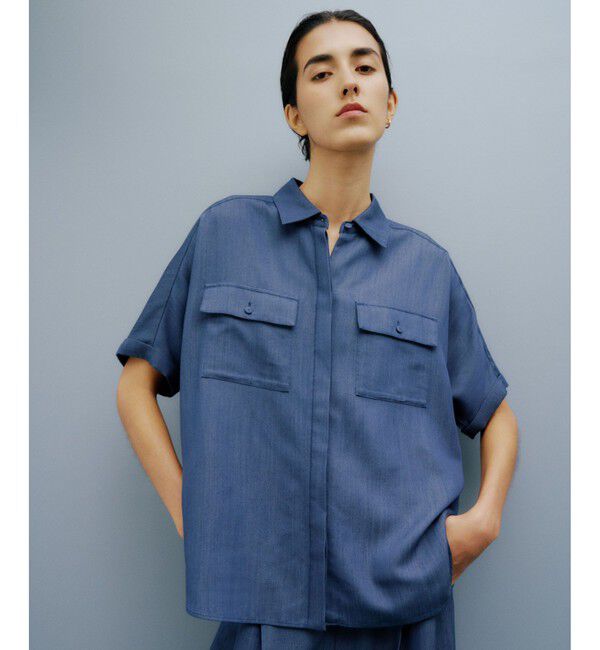 ROPE「【洗える・カセット服】バックサテン ドルマンブラウス/お仕事・通勤・セットアップ対応」|シャツ・ブラウス|