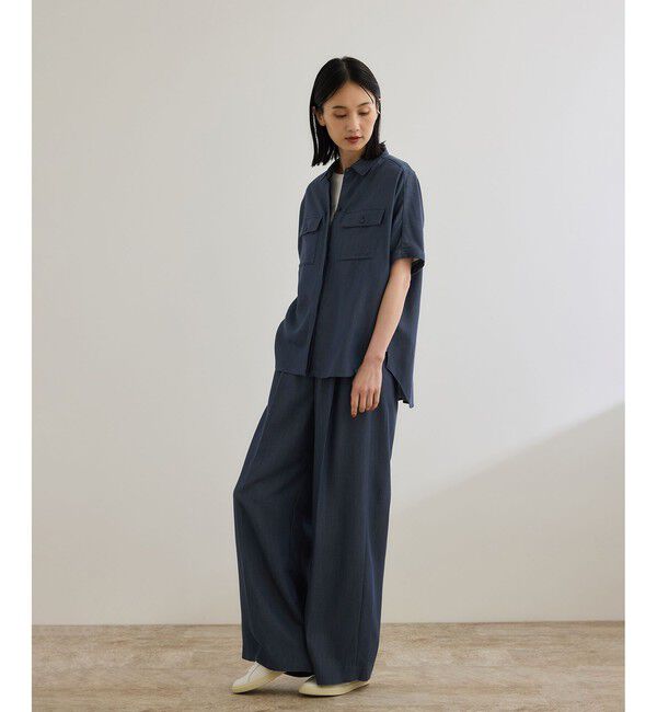 ROPE「【洗える・カセット服】バックサテン ドルマンブラウス/お仕事・通勤・セットアップ対応」|シャツ・ブラウス|