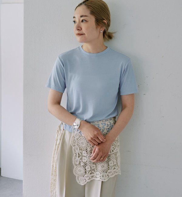  「【LUALY】【接触冷感/吸水速乾】シアープレーンチビTee」|Tシャツ・カットソー|