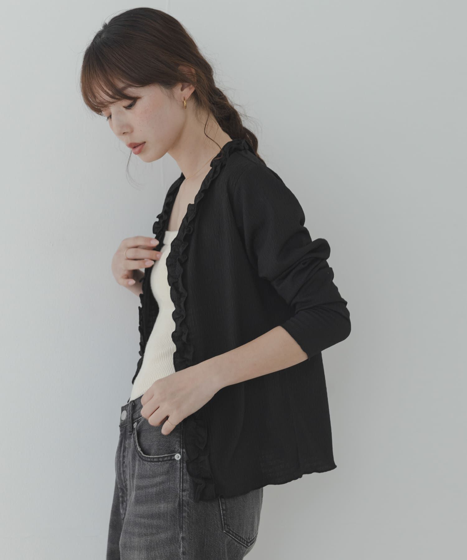 Sonny Label 「『WEB限定』ワッフルフリルVネックカーディガン」|カーディガン|