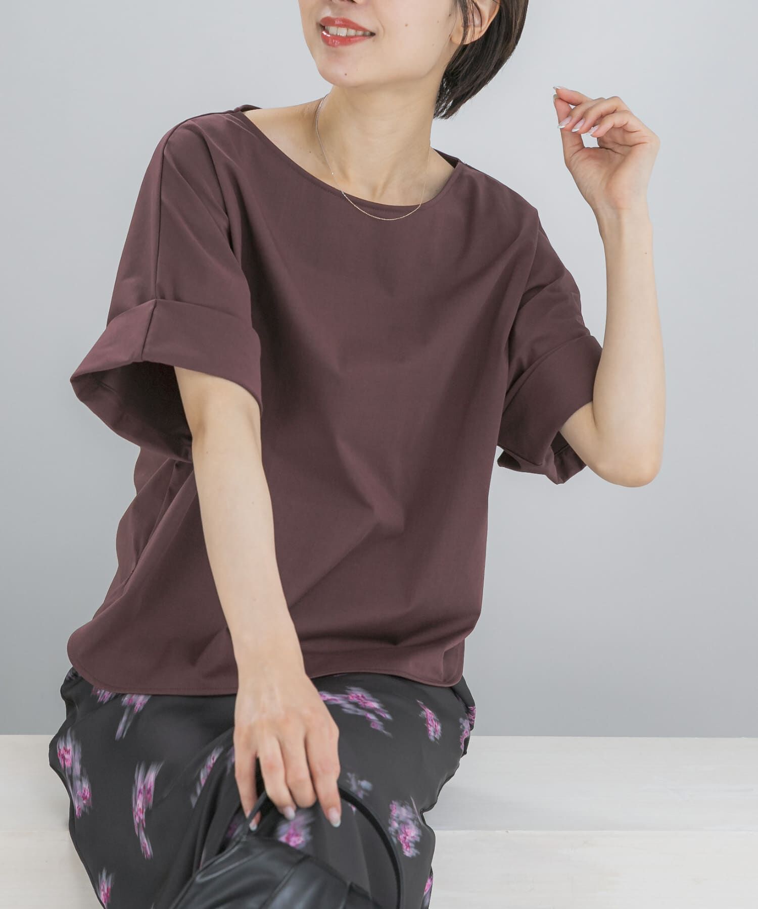 URBAN RESEARCH ROSSO「UVカットデザインスリーブプルオーバー」|Tシャツ・カットソー|ブラウン系その他