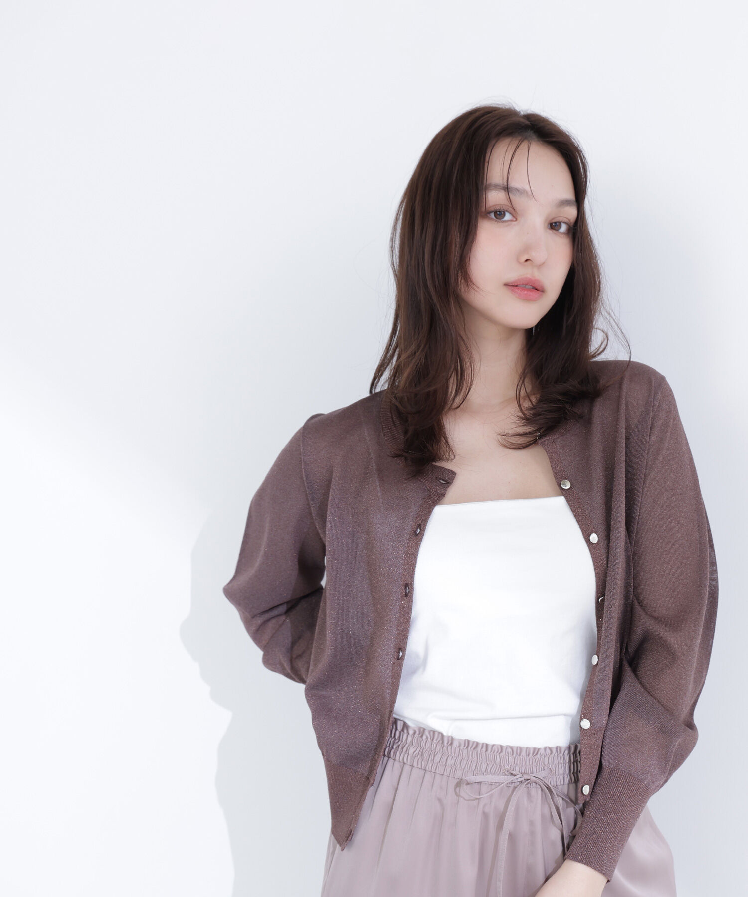  「ラメシアーベーシックカーディガン」|ニット・セーター|