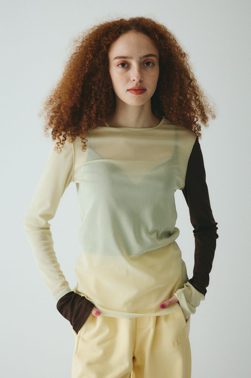 HeRIN.CYE「Crew neck mesh inner tops」|Tシャツ・カットソー|柄YEL5