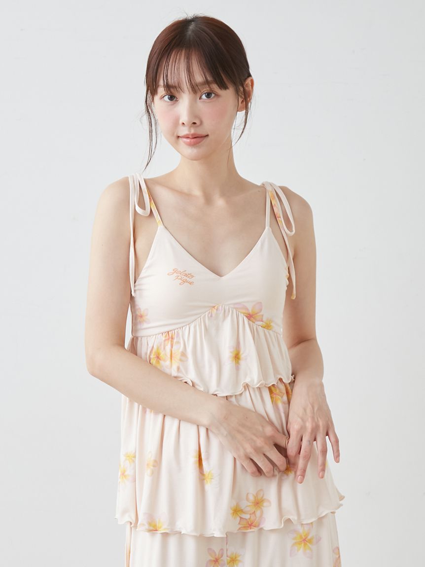 gelato pique「【接触冷感】プルメリア柄カップインキャミソール」|ルームウェア|