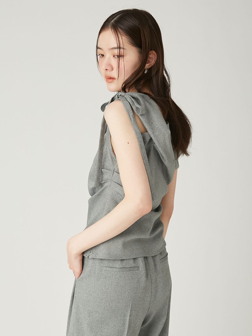 FRAY I.D「サイドリボンアシメブラウス／ウォッシャブル・防シワ・吸水速乾・ストレッチ」|シャツ・ブラウス|