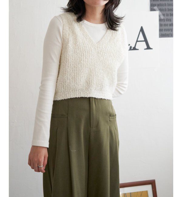 VENCE share style「畦編みショートベスト」|ニット・セーター|