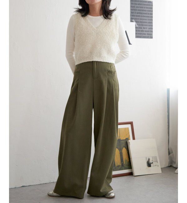 VENCE share style「畦編みショートベスト」|ニット・セーター|