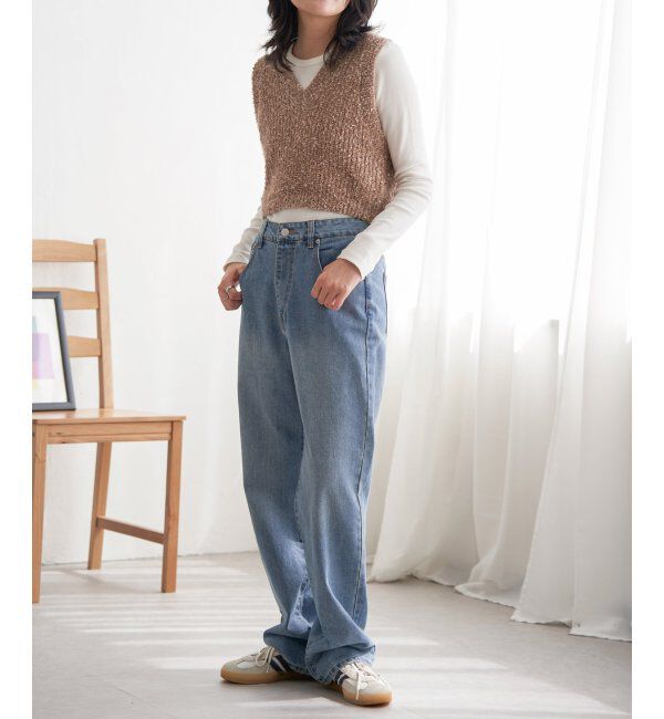 VENCE share style「畦編みショートベスト」|ニット・セーター|