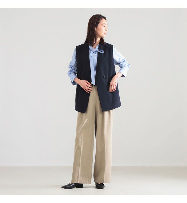 Demi-Luxe BEAMS 「	ラペルレス 2ボタン ジレ」|ダウン|