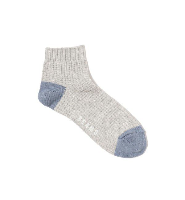 BEAMS「2トーン ワッフル ミドル ソックス」|ソックス|GREY