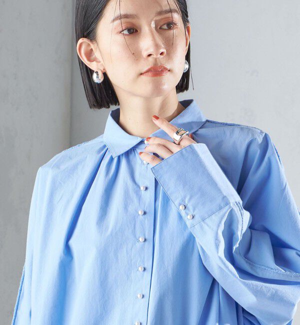 SHIPS for women「〈手洗い可能〉近江晒 タイプライター パールモチーフ ワンピース 24SS ◇」|ワンピース|