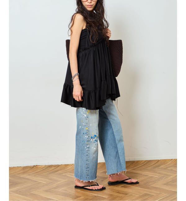  「SATIN RUFFLE MINI DRESS：ワンピース」|ワンピース|