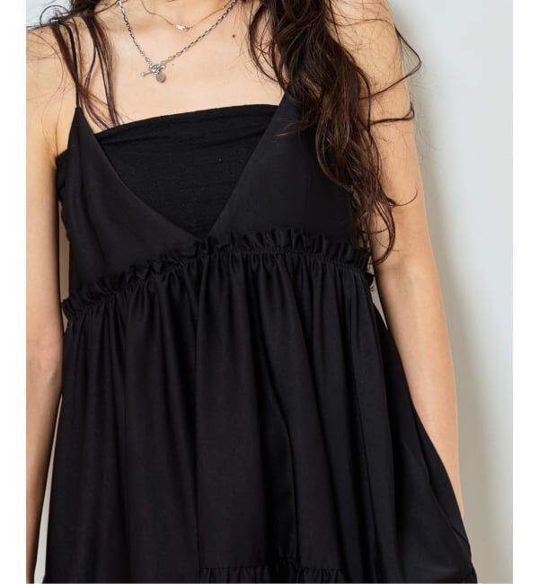  「SATIN RUFFLE MINI DRESS：ワンピース」|ワンピース|