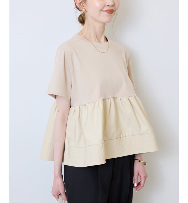 SLOBE IENA「《予約》ペプラムデザインカットソー」|Tシャツ・カットソー|ベージュ
