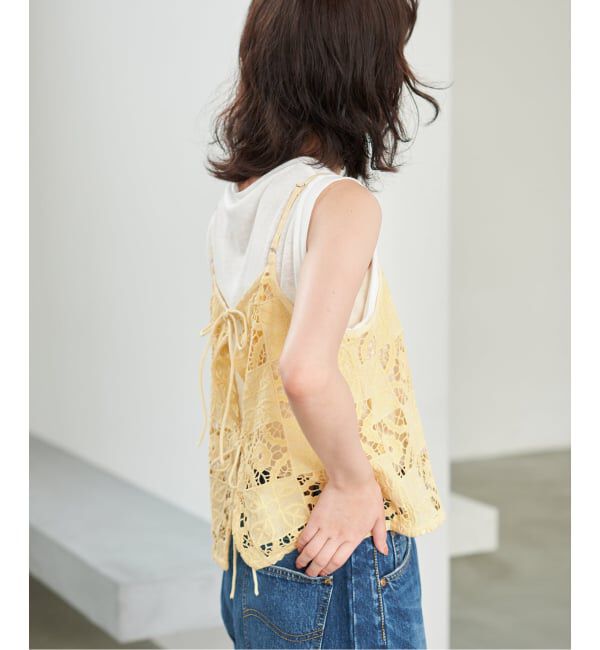 SLOBE IENA「《予約》Indiaスクエア刺繍キャミ」|キャミソール|