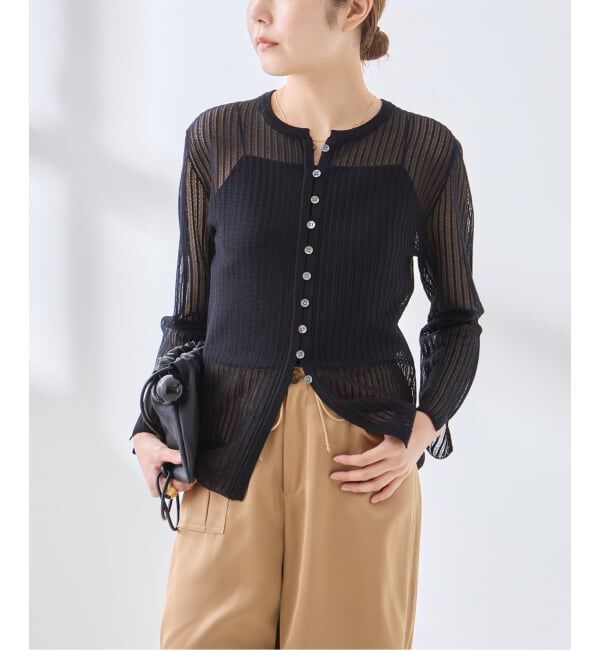 journal standard L'essage「スカシハリヌキカーディガン」|カーディガン|ブラック