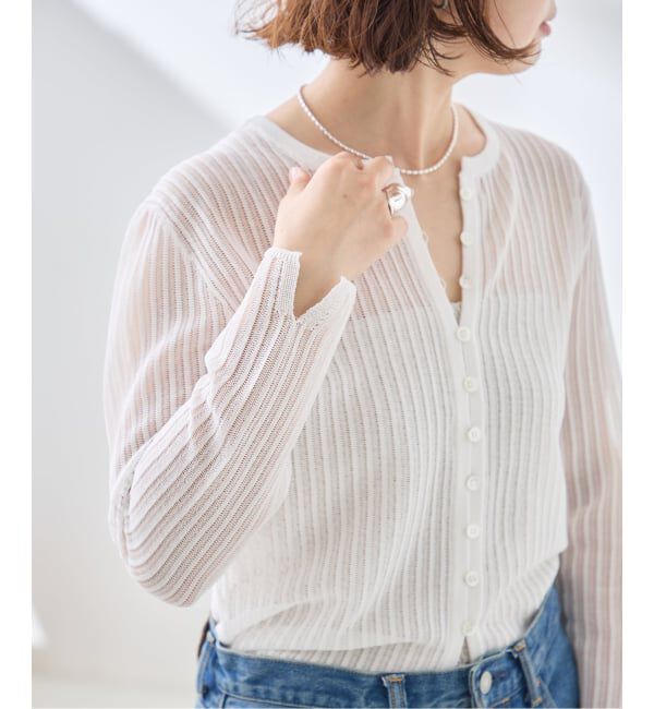 journal standard L'essage「スカシハリヌキカーディガン」|カーディガン|ホワイト