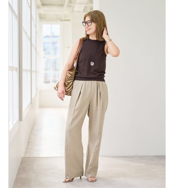 Spick and Span「《手洗い可》ハイブリッドリネンイージーパンツ」|スラックス|