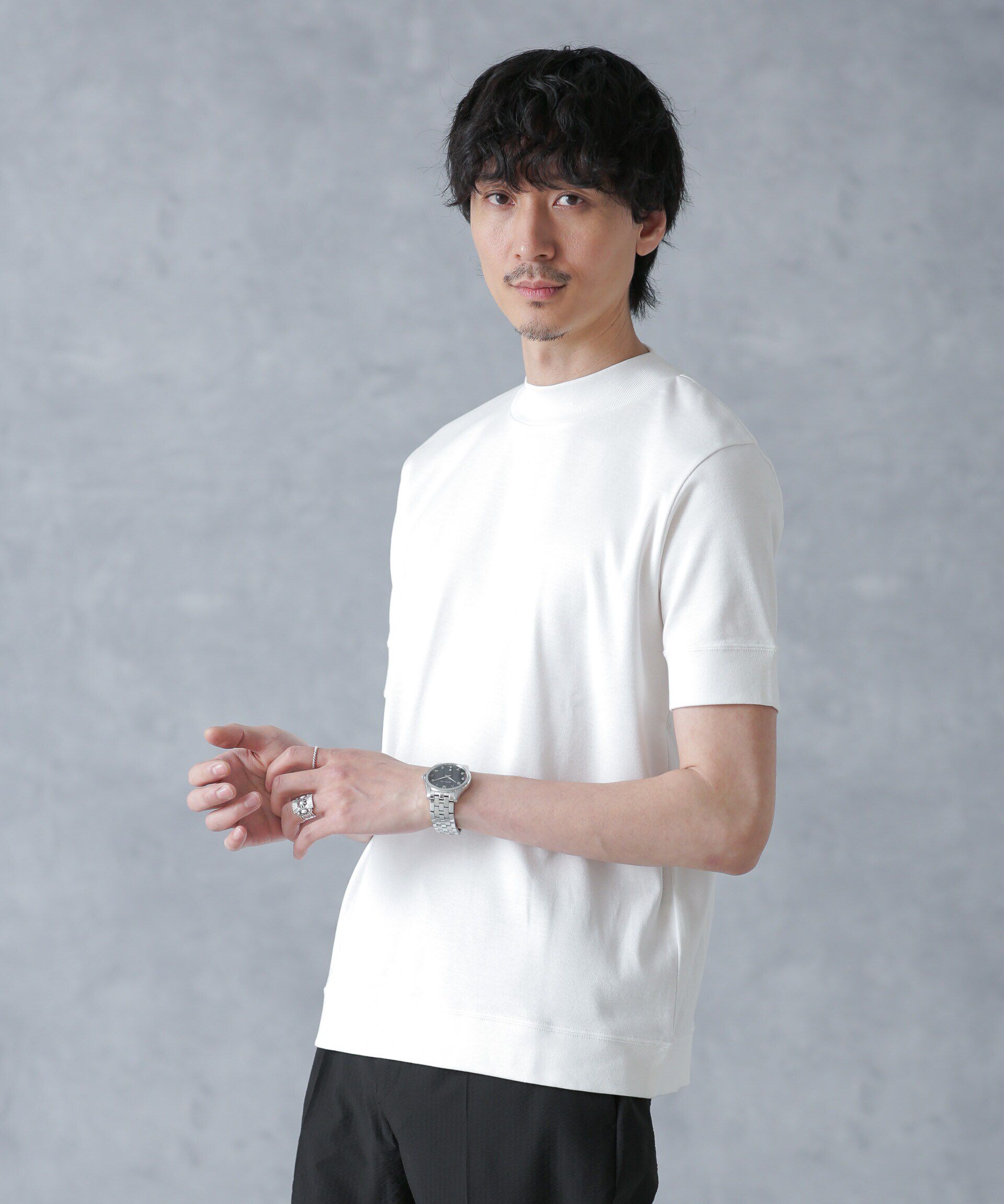 nano･universe「「FORMAL JERSEY」モックネックカットソー半袖」|Tシャツ・カットソー|
