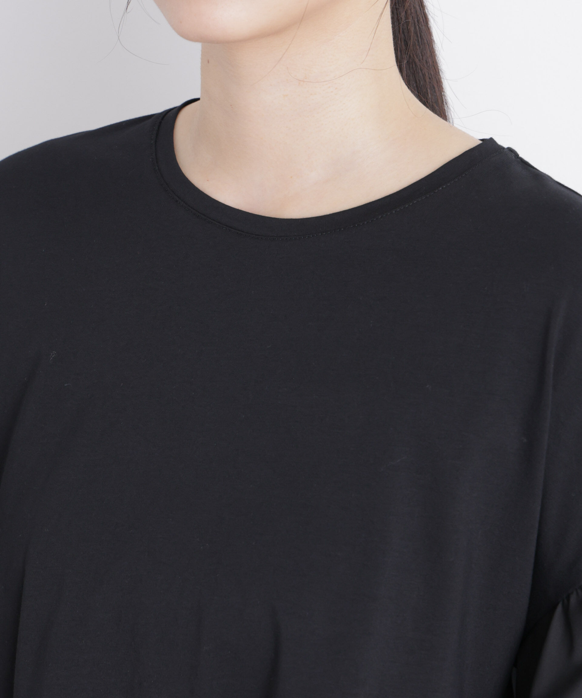 nano･universe「異素材ドッキングギャザーカットソー」|Tシャツ・カットソー|