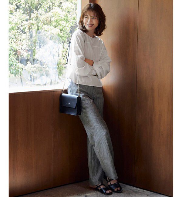 自由区「【撥水加工・洗える】TRギャバチェック柄ストレート パンツ」|その他|