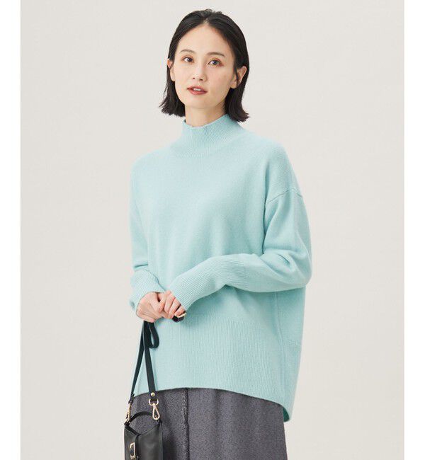 自由区「【WEB限定カラーあり・洗える】ウールカシミヤブレンドハイネック ニット」|ニット・セーター|ライトアクア