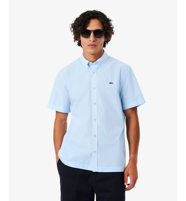 LACOSTE「ショートスリーブポプリンシャツ」|シャツ・ブラウス|ライトブルー