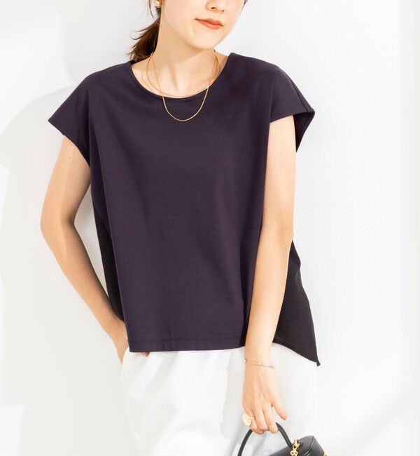 NOLLEY'S「ウォッシャブル布帛切り替えプルオーバー」|Tシャツ・カットソー|ネイビー